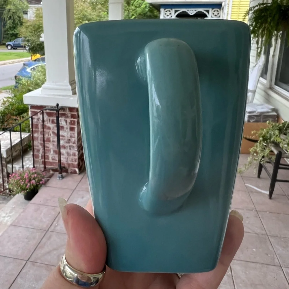 Pier 1 Hibiscus Coffee Mug Square Top 4 1/2